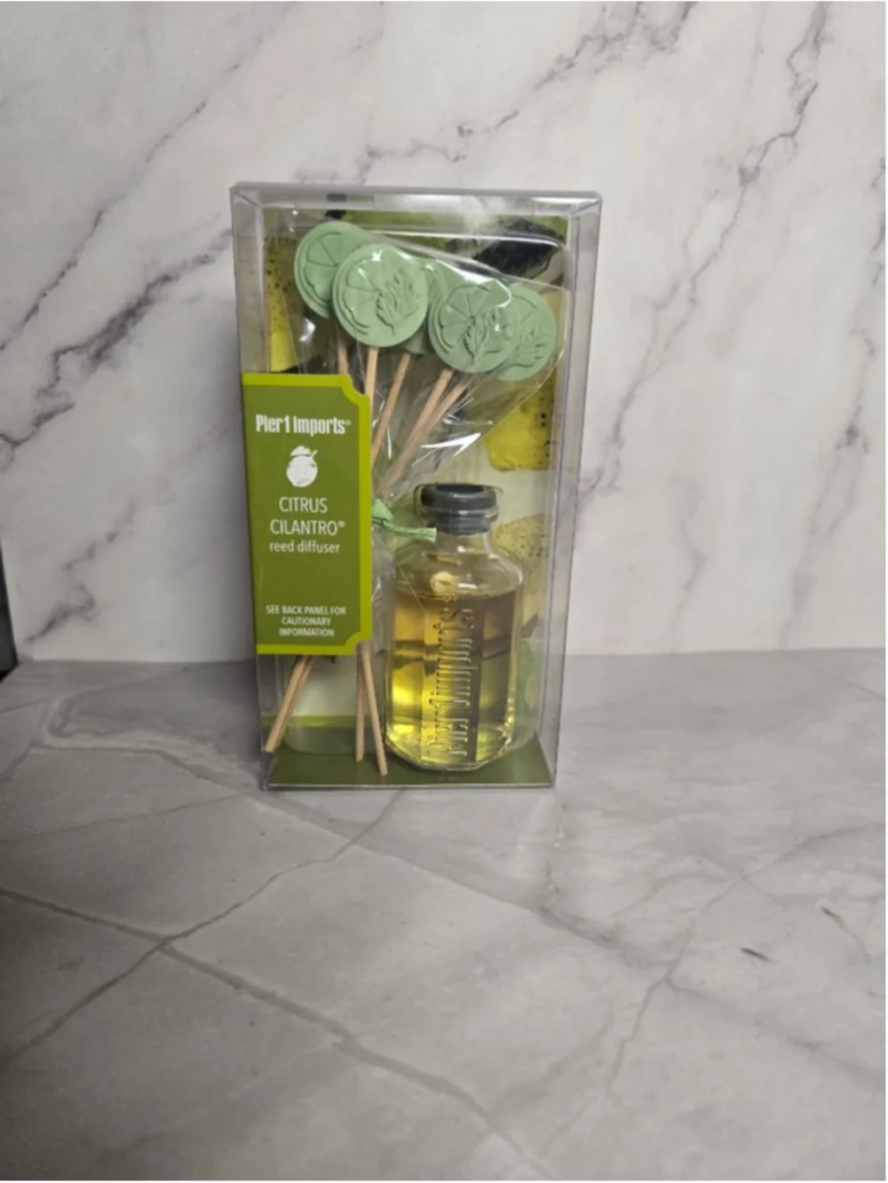New Pier 1 Imports Citrus Cilantro Reed Diffuser Set - Discontinued Scent